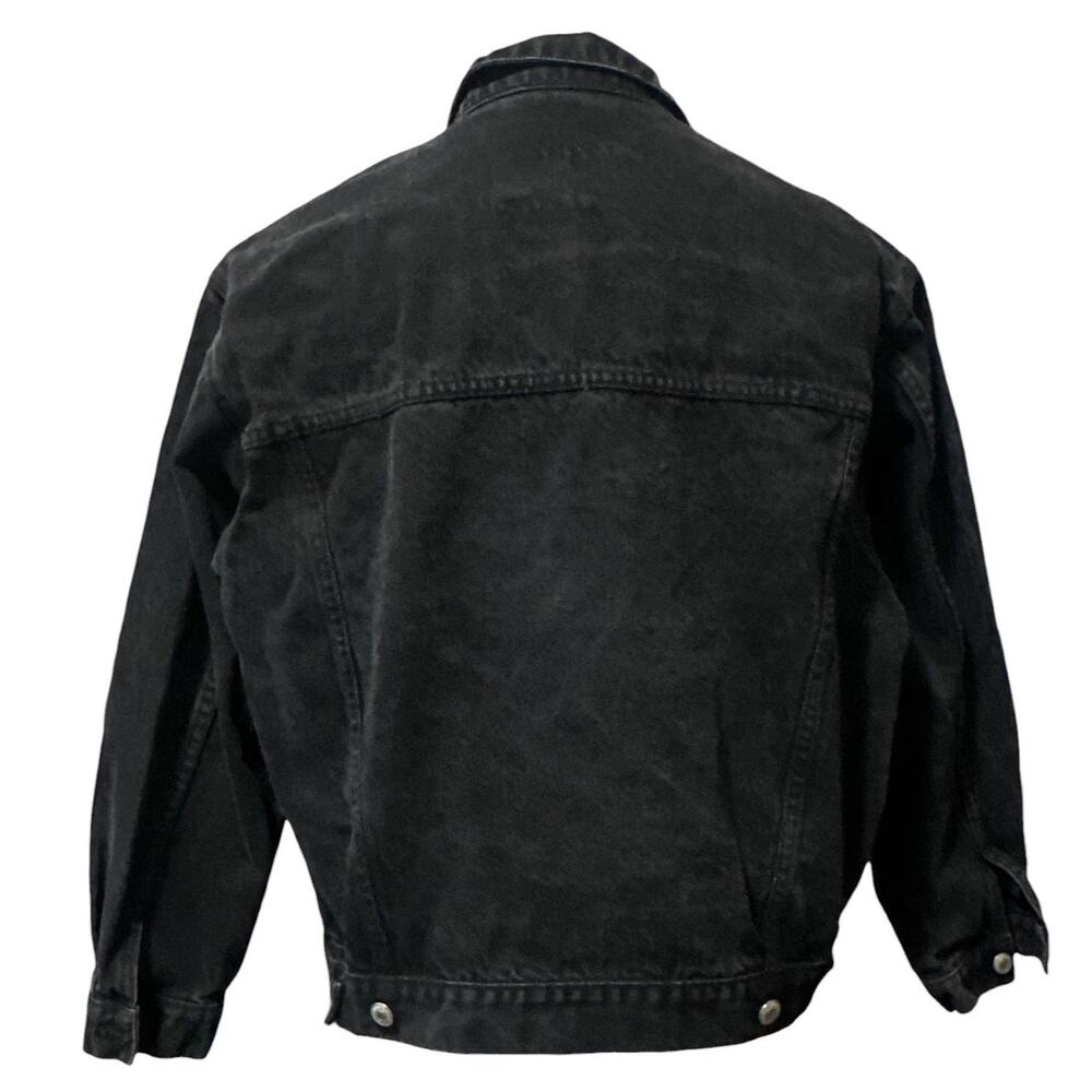 Jordache Vintage 90s Black Denim Trucker Jacket Oversized Women's Medium - Picture 3 of 6